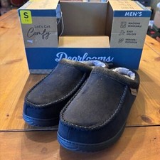Dearfoams mens memory foam slip on house shoes slippers black S 7-8 