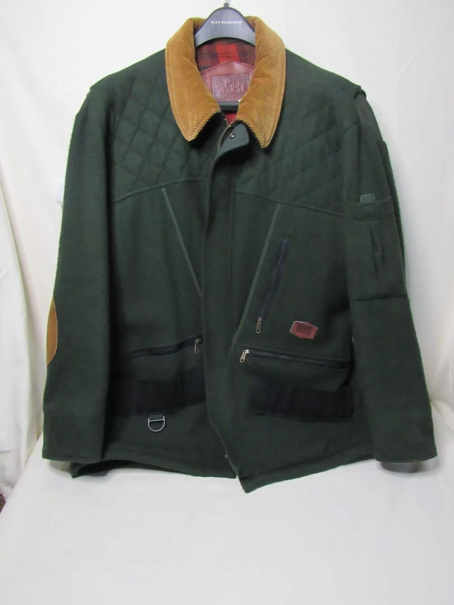 Vintage Woolrich Forest Green Hunting Shooting Jacket Flannel Wool USA Large