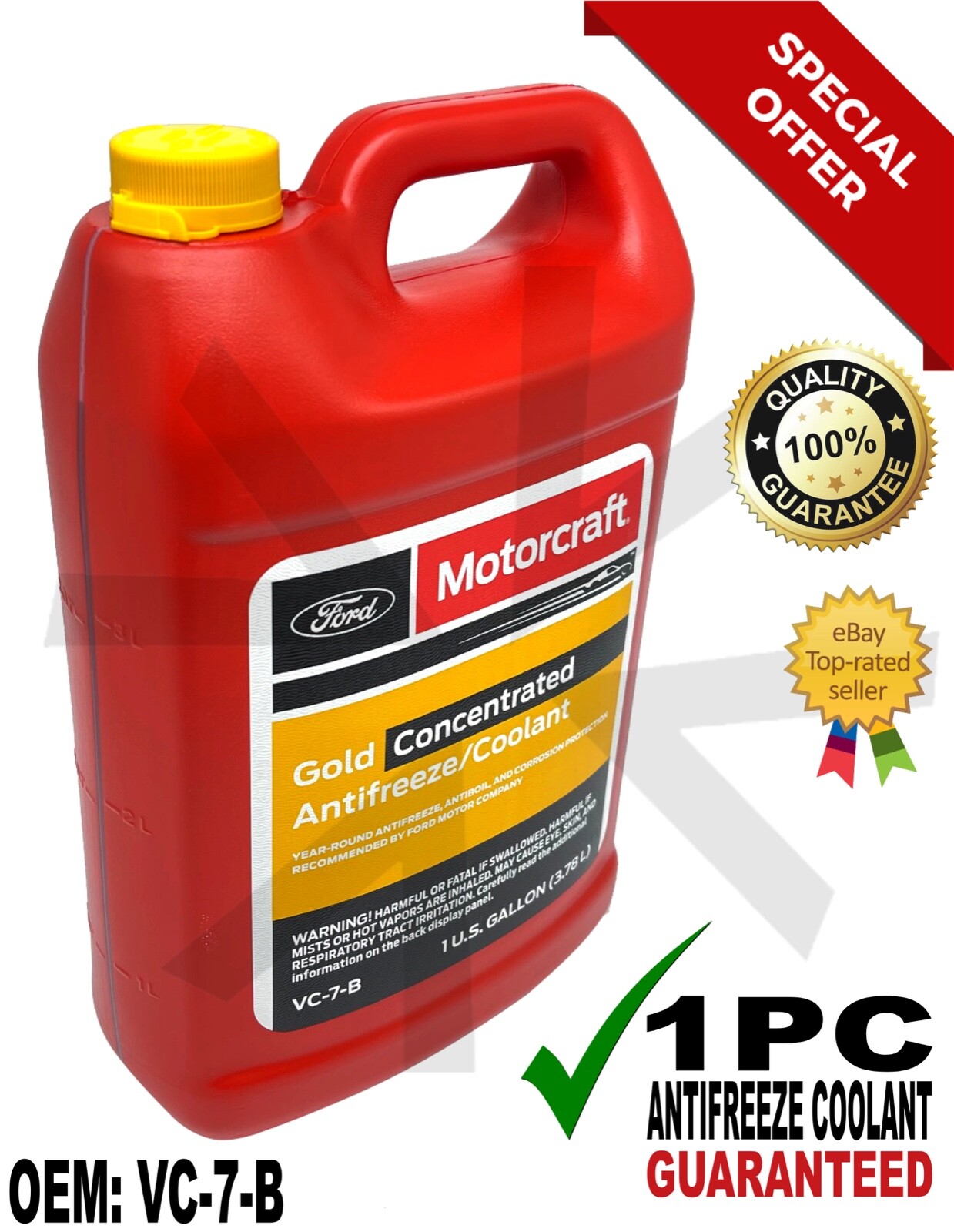 1 Gallon MOTORCRAFT Engine Coolant / Antifreeze VC7B GOLD Concentrated
