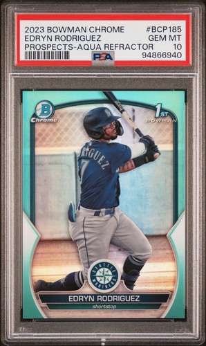 2023 Bowman Chrome Edryn Rodriguez #185 Aqua Refractor 100/125 Psa 10 💎🔥🔥 - Picture 1 of 2
