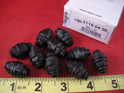 Legris 3116 04 00 Qty (10) Bulkhead Union Fitting 31160400 Lot 5/32'' OD 4mm New