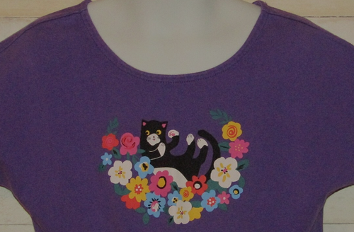 Hanna Andersson Dress Purple Cat & Flowers Sweet Kitten 110 Girls 5 - Picture 2 of 4