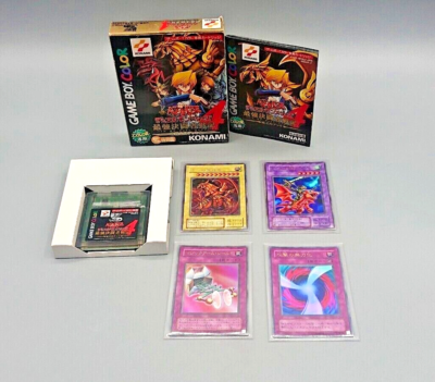 Yu Gi Oh Duel Monsters 4 Gameboy Color with 4 Cards & Manual GBC