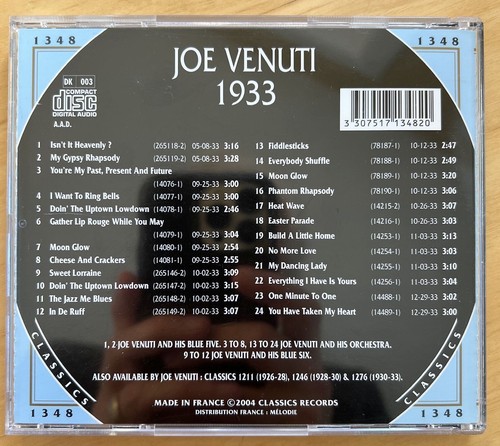 CHRONOLOGICAL CLASSICS SWING LOT Cab Calloway Chick Webb Joe Venuti Chronogical - Picture 10 of 18
