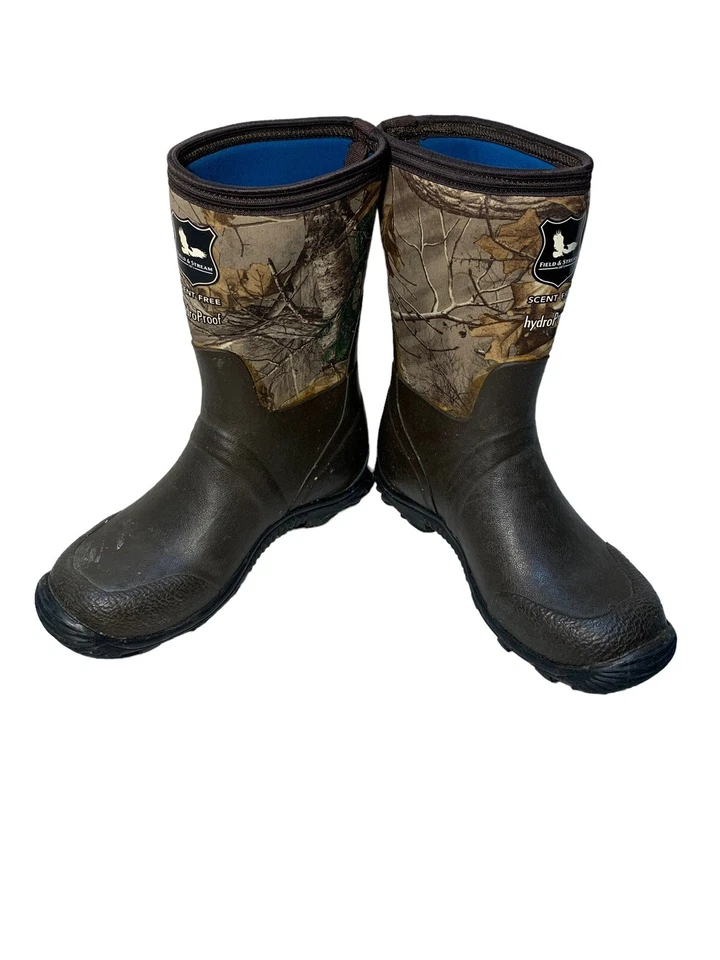 Field & Stream Scent Free HydroProof Brown Rubber Camo Boots Size 6 - Image 2 of 4