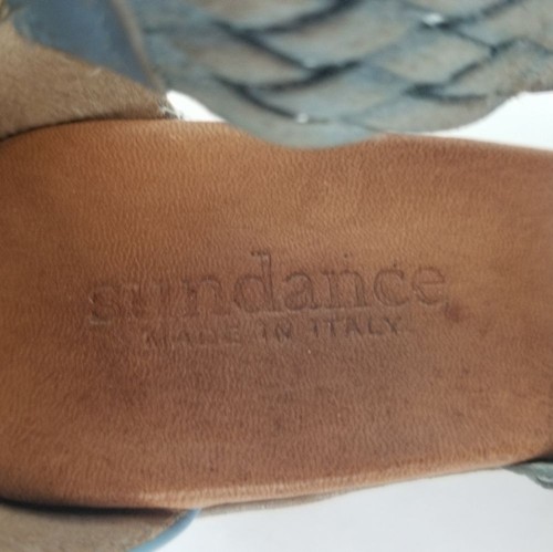 Sandalia Sundance Bonaire Talla 41 Cuero Trenzado Tirantes Azul Tacón Bloque Italiano - Imagen 8 de 13