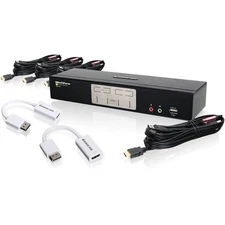 Iogear GCS1794DPKIT 4-Port HDMI KVMP with DisplayPort Adapters Bundle