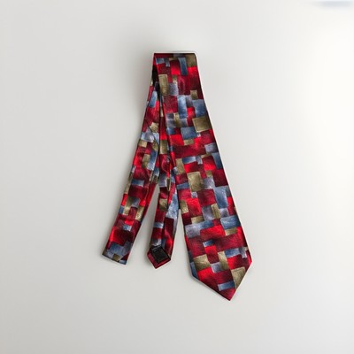 J Garcia Men's Silk Tie Collection Fifty-two ''Another Butterfly'' Red Blue Gold