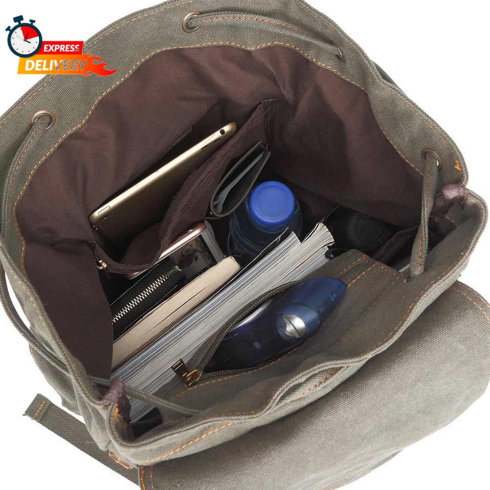 Mochila De Colección Cuero Borde Informal Bolso para Libros Hombres Mujeres Laptop Mochila de Viaje Foto 4 de 4