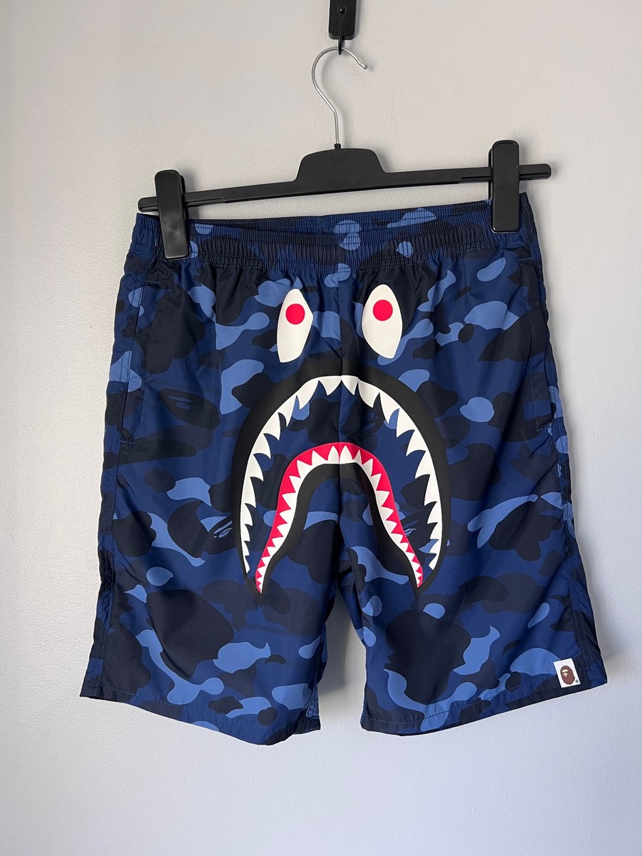 Bape Color Camo Shark Beach Shorts - Size Medium - Blue - NEW | eBay