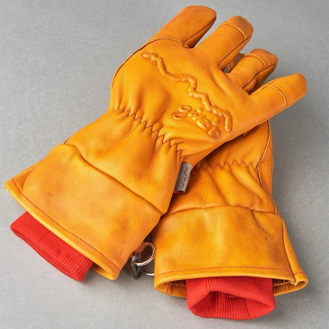 Give’r 4-Season Work Leather Ski Gloves New XL Insulated Waterproof Tan Red