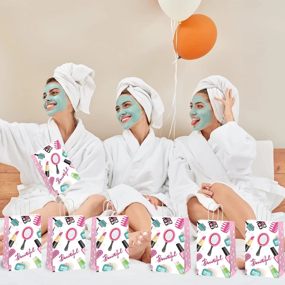 12 Piezas Spa Maquillaje Fiesta de Cumpleaños Regalos Favor Bolsas Cosméticos Fiesta Papel... Foto 3 de 4