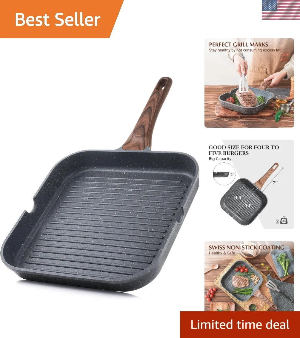 Plancha antiadherente duradera de 9,5 pulgadas con caños para cocinar en interiores y exteriores