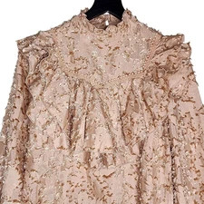 Shein Ruffle Blouse 4 Gold Long Sleeve Victorian Romantic Whimsigoth Fringe