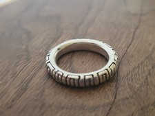 Estate Sterling Silver Heavy Gage Round GREEK KEY Band Ring Size 8.25 Signed RM