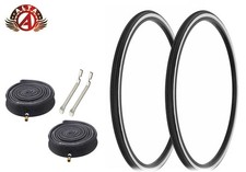ALTA BICYCLE 27x 1 1/4 WHITEWALL TIRES ZIGZAG TOURING w/33mm SCHRADER Tube (6pc)