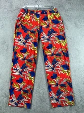 ANTTHONY Womens Red Tropical Pants Size Large Hawaiian Wide Leg Pants W32 32L