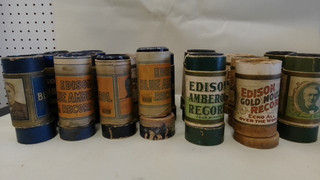 Lot 19 Edison Cylinder Asst Gold Molded/Amberal Records with cases & lids