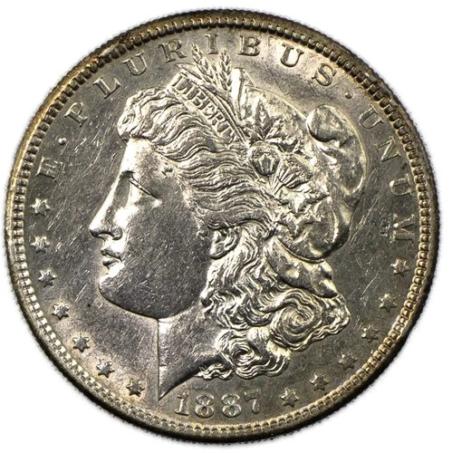 1887-S Morgan Silver Dollar San Francisco Almost Uncirculated AU/BU+ Cleaned