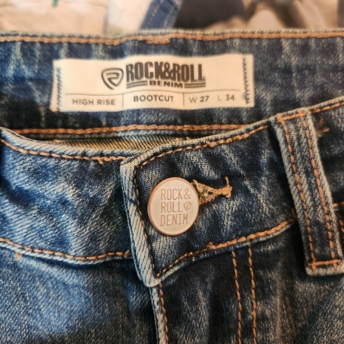 NUOVO Rock & Roll Cowgirl Jeans donna W28" L34" blu stivaletto taglio denim bootcut - Foto 6 di 10
