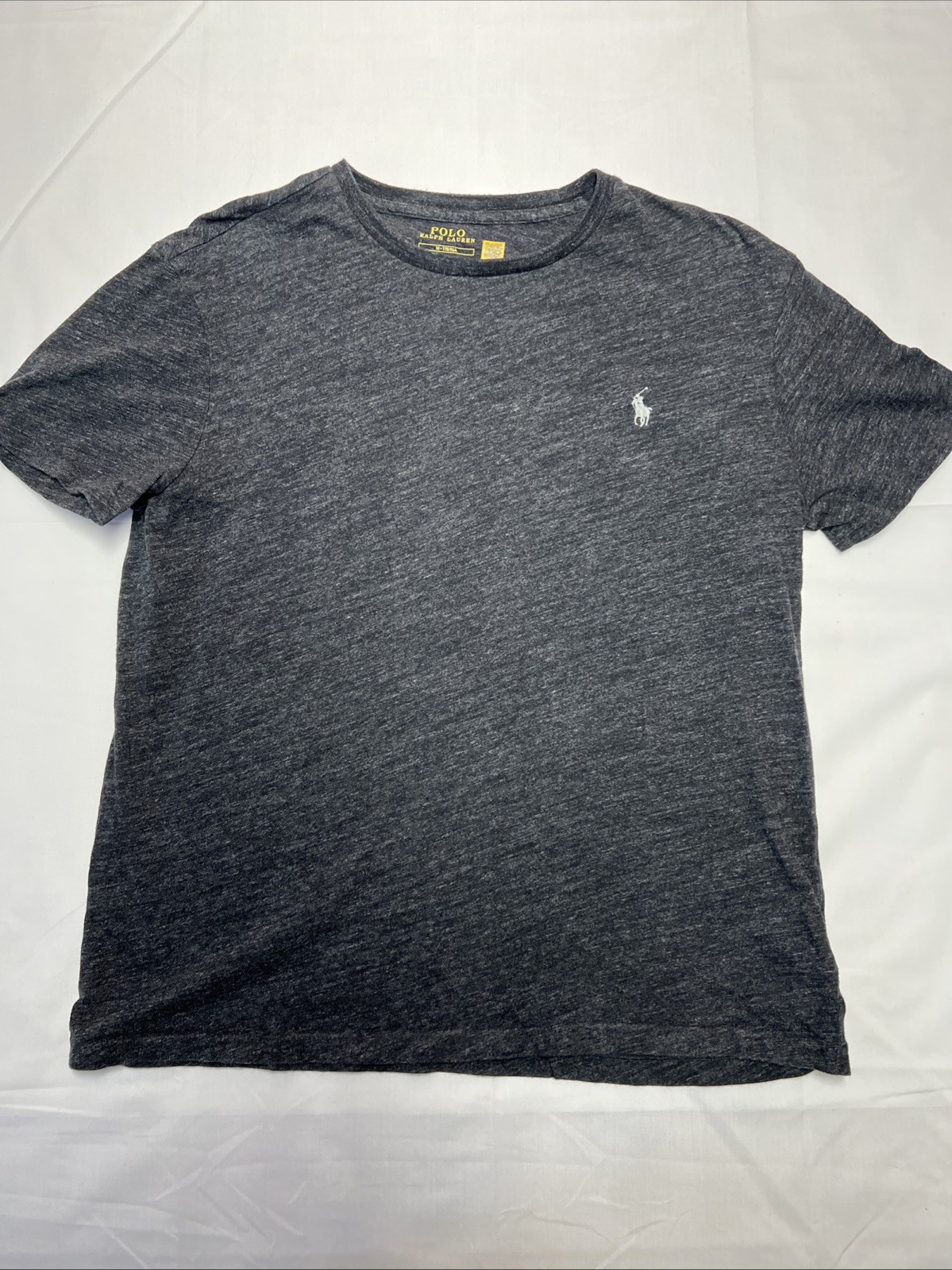 Polo Ralph Luaren Uomo Taglia Med Manica Corta Girocollo Camicia Nera W Bianco Pony