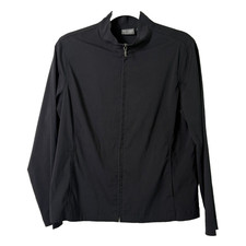 Additions by Chicos Jacket Size M 1 Black Full Zip Pockets Long Sleeve Stretch