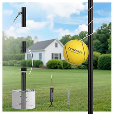 Tetherball Set, Tether Balls and Rope Set with Pole 10.43Ft Height Heavy Duty, T