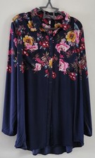 JOULES SIZE 18 ELVINA BUTTON UP, LONG SLEEVE BLOUSE NAVY FLORAL SIZE 16