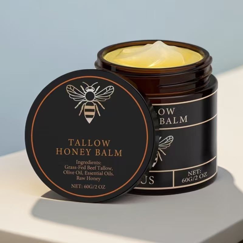 Beef Tallow for Skin, Tallow and Honey Balm for Face, Organic Grass-fed Beef