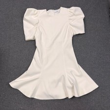 LIKELY White Puff Sleeve Mini Dress Fit and Flare Crepe Cocktail Bridal Size 4