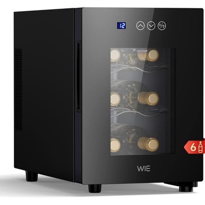 Weinkühlschrank Klein 6 Flaschen - Mini Kühlschrank mit Glastür 4-16°C, Geträ...