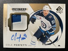 24-25 SP Authentic Hockey Limited Auto Material Patch #73 Cole Perfetti #/100