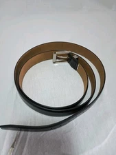 58" Genuine Leather Belt Single Prong Silver Hardware Black Business Casual Work