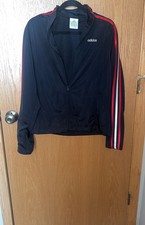 Vintage 2004 Adidas Full-Zip Track Jacket Black with Red and White Stripes