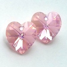 1 Vintage Swarovski 6202 18x17.5mm Light Rose AB Crystal Heart Pendant