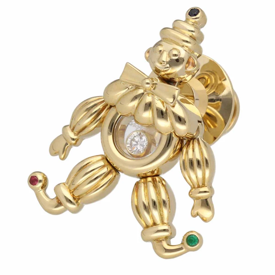 Broche Prendedor Chopard Happy Diamond Payaso Pierrot K18 YG Zafiro Rubí Esmeralda Foto 2 de 4