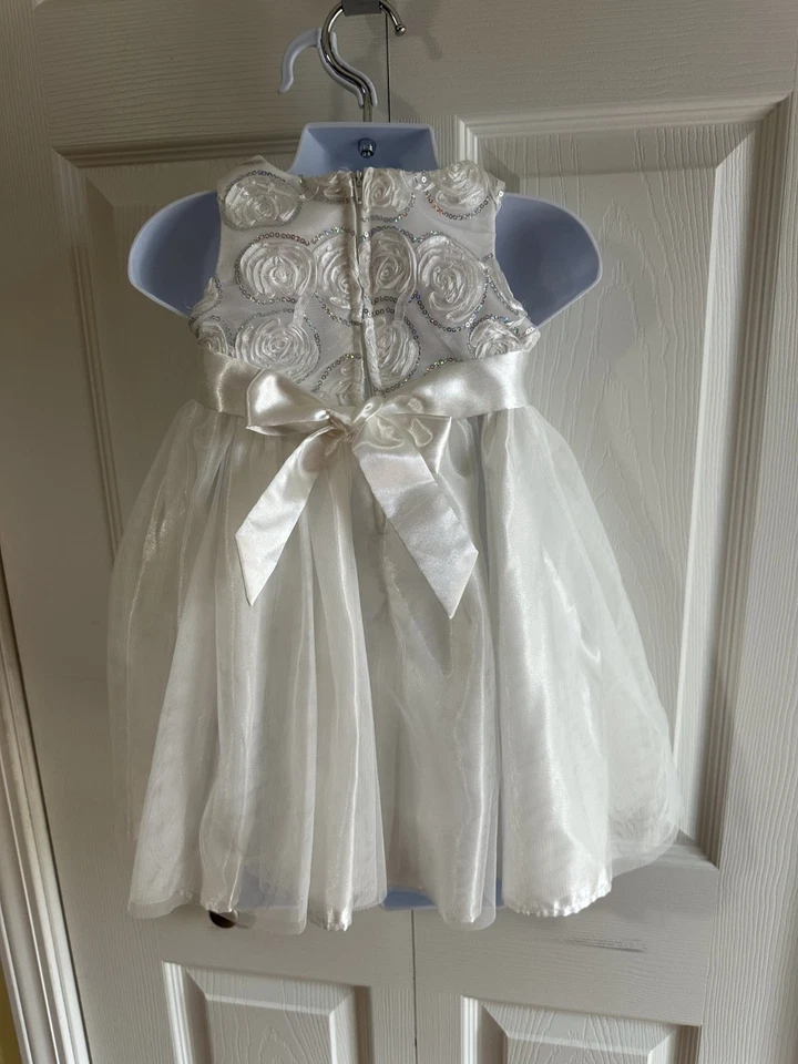 Niñas Pequeñas 2T Niñera Blanco Elegante Formal Rosa Vestido Comunión Boda Fiesta Foto 2 de 4