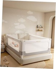 3 Piece Bed Rails for Queen 3 Sides for Queen Size No-Nail Required Grey/White