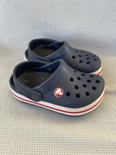 Crocs Baby Toddler Shoes C5 Navy Blue White Red Slip On Water Clogs