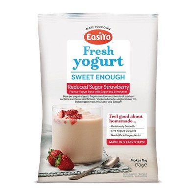 EasiYo Sweet Enough Erdbeer Joghurt Mix 178g Beutel ergibt 1Kg hausgemacht