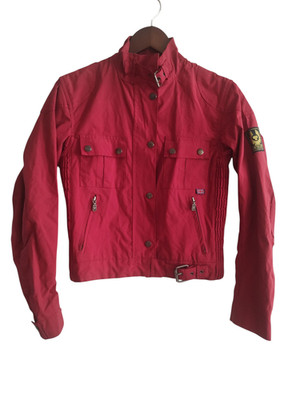 Belstaff Tour Master Trophy Biker Belted Motorcycle Women's Jacket Red Size S