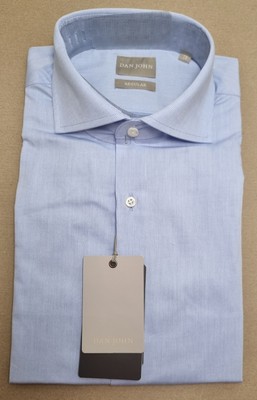 Dan John Hemd Regular Fit hellblau Piqué 100% Baumwolle 15'' / 38 Langarm