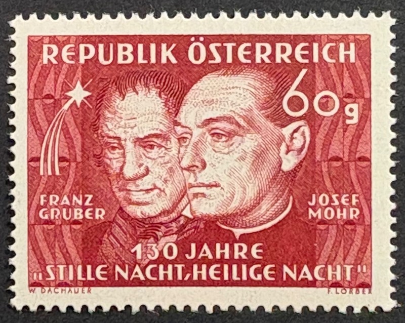 Austria, 130th Anniversary of “Silent Night”, MNH, Scott #558, Michel #928, F-VF
