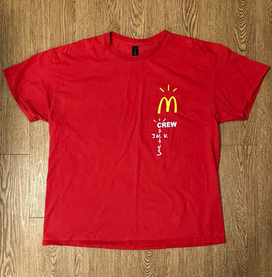 Travis Scott Cactus Jack McDonalds Crew Employee Shirt Size XL Red Gildan