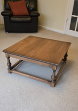Vintage Ercol Square Solid Elm Coffee Table - Golden Dawn Finish - 69cm Square