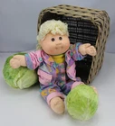 Vintage Cabbage Patch Doll – Blonde – Animal Print Overalls – 16" – Cute!