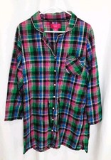 VICTORIA'S SECRET Plaid Pajama Shirt Long Sleeve Women's Size Large -J6