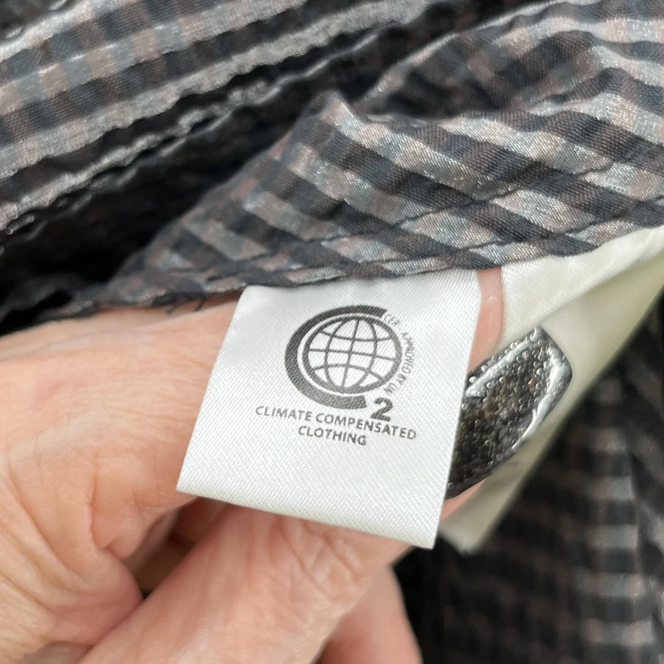 Ganni Dress 2 Black Gray Shirred Gingham Puff Sleeve Midi Maxi Ruffle Hem - Image 4 of 4