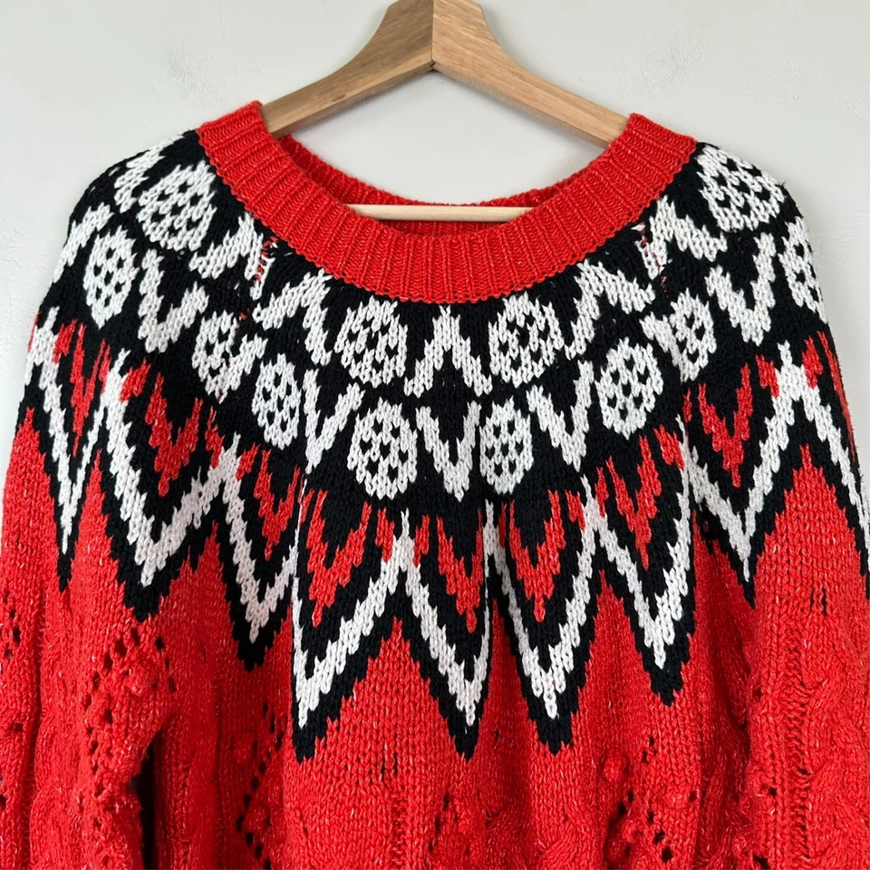 Suéter Mujeres L Fair Isle Nordic Bauble Tejido con Cable Folk Boho Vacaciones Acogedor Grueso Foto 2 de 4
