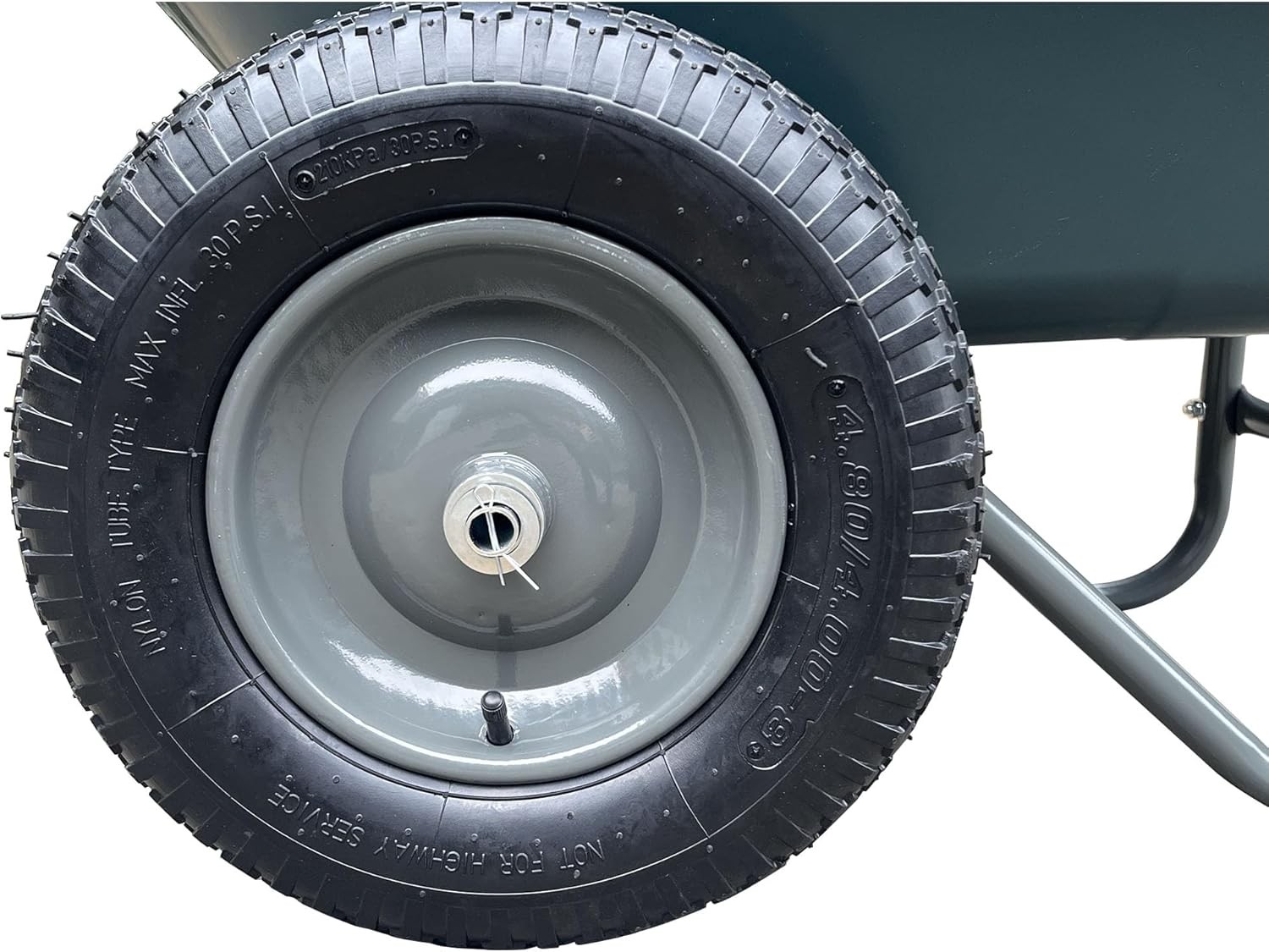 Heavy Duty Garden Wheelbarrow Cart, 2 or 4 Wheels with Built-in Stand, Green